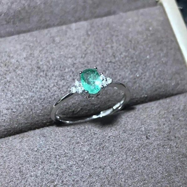 Cluster Ringe FS Natürlicher Smaragd Edelstein Einfacher Ring S925 Sterling Silber Feine Mode Hochzeiten Schmuck Für Frauen MeiBaPJ
