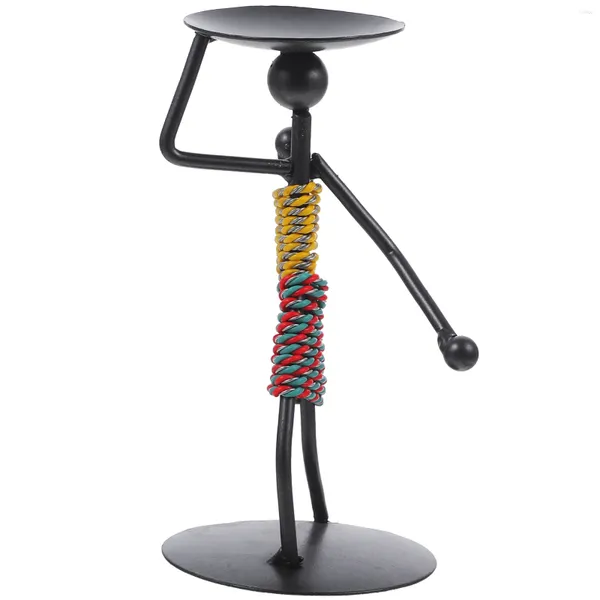 Castiçais de chá luzes africano estatueta suporte mesa de jantar figura titular metal castiçal escultura abstrata personalizado