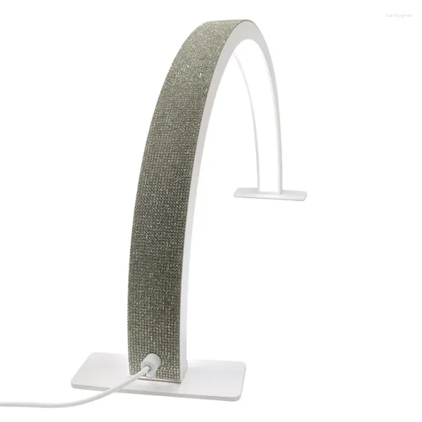 Lâmpadas de mesa Tipo Lua Lâmpada de cílios 22 polegadas Logotipo personalizado Metade LED Light Rhinestone Desk Ring para Nail Beauty