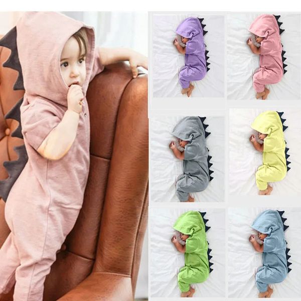 Pijamalar Bebek Giysileri Kapşonlu Dinozor Tulum Bebek Giysileri Doğdu Bebek Erkek Bebek Kız Kız Onesie Romper Tulum Kıyafetleri Bebek Bodysuits 231027