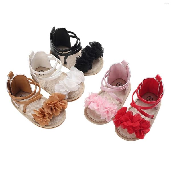 Sandálias Focusnorm 5 cores nascido infantil bebê meninas casual flor patchwork bandagem sola macia antiderrapante princesa sapatos planos