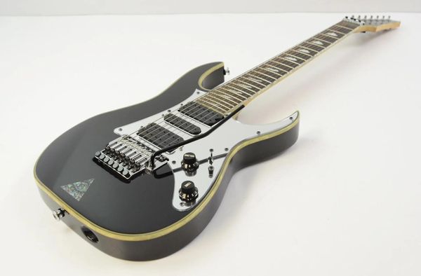 UV777 Universo Steve 7 Cordas Guitarra Elétrica Preta Floyd Rose Tremolo Abalone Desaparecendo Pirâmide Inlay HSH Pickups Mirror Pickguard Pearl Body Binding