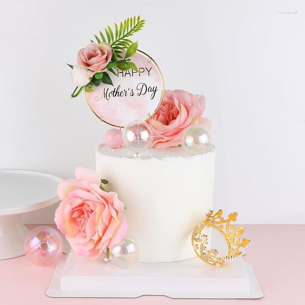 Festive Supplies Blumen-Kuchenaufsatz „Happy Birthday“, Muttertag, Kinderdekoration, Schokoriegel, Babyparty, Cupcake-Aufsatz