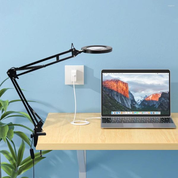 Lampade da tavolo Lampada da scrivania a LED pieghevole USB ricaricabile portatile con luce di riempimento Supporto per selfie Pografia Anello di bellezza