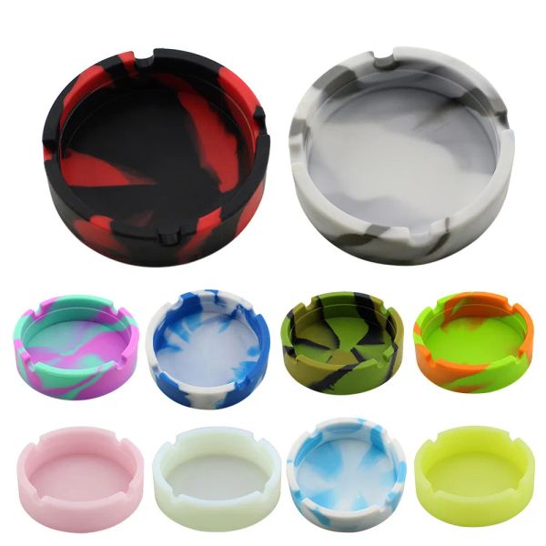 Cendrier rond en Silicone lumineux, 10 couleurs, caoutchouc de qualité supérieure, haute température, résistant à la chaleur, Anti-chute, accessoires pour cigarettes