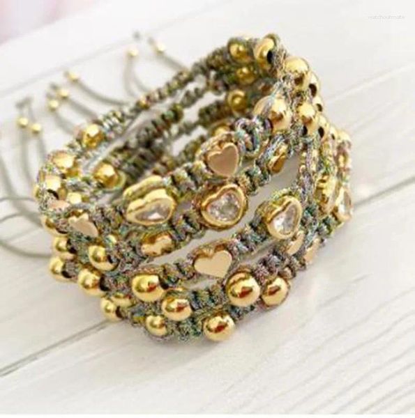 Braccialetti con ciondoli 5 pezzi moda zircone cuore d'amore braccialetto treccia regalo di gioielli per filo di un amico gioielli fatti a mano da donna per coppie