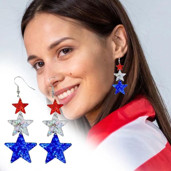 Ohrstecker Leopard Unabhängigkeitstag Flagge Acryl Mädchen bunter Schmuck für Frauen Seitiger süßer Stahl