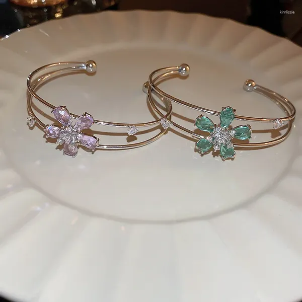 Braccialetto coreano fiore doppio strato apertura braccialetto moda elegante semplice gioielli da donna