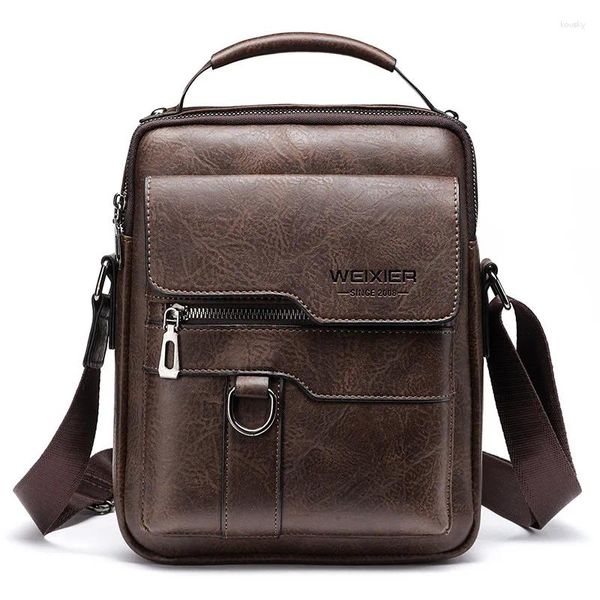 Maletines 2023 Hombres Maletín Bolso Bolso Negocio PU Cuero Hombro Mensajero Oficina Gran Capacidad Computadora Bolsas Horizontales Vertica