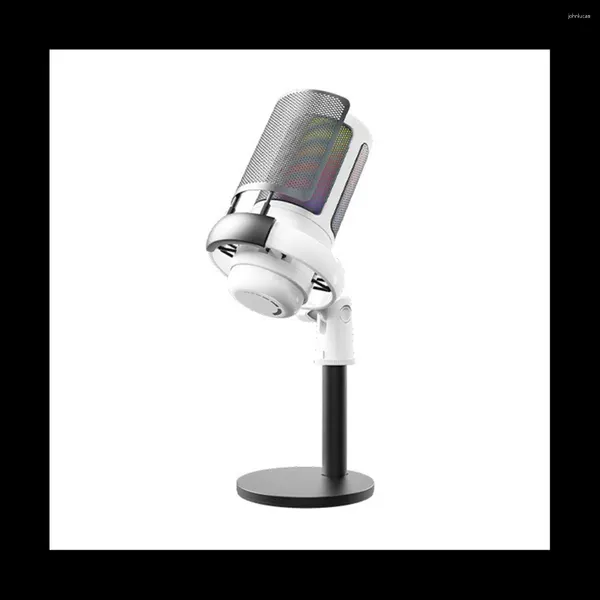 Mikrofonlar USB Oyun Kondenser Mikrofon Bilgisayar Kayıt RGB Aydınlatma Kondansatörü Beyaz