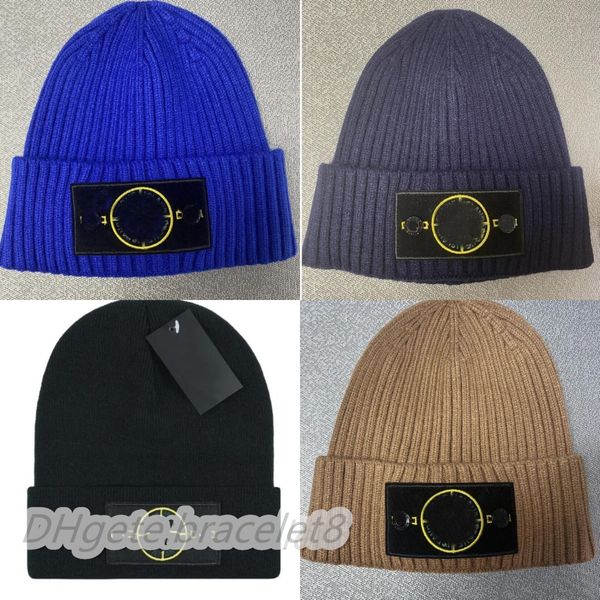 Moda designer pedras gorro marca chapéus carta das mulheres dos homens inverno quente chapéu de lã unisex casal bonés de esqui alta densidade chapéu de malha