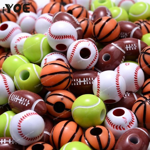 20-100pcs Sport Rugby Tennis Basketball Perlen Spacer Acrylperlen zur Herstellung von Armband Halskette DIY BRÜFUNG