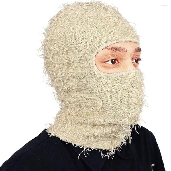 Bandane Passamontagna invernale antivento Maschera integrale lavorata a maglia invecchiata Berretto da uomo Scaldacollo in pile Cappelli da sci sfocati da donna