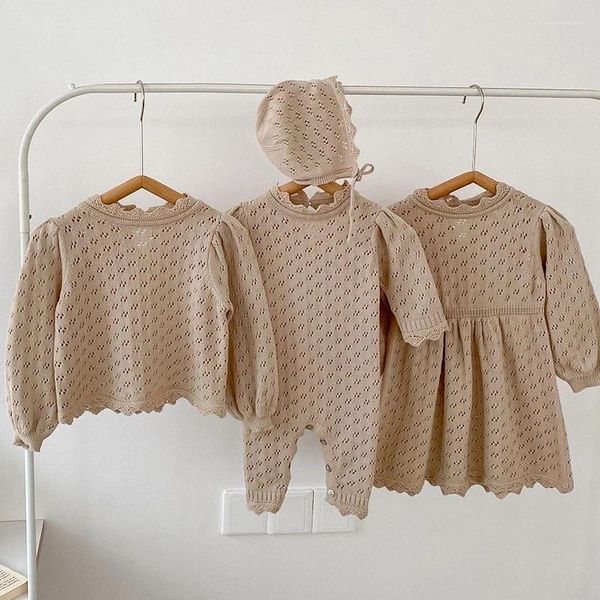 Mädchen Kleider Kleinkind Mädchen Kleidung Schwester Baby Bodys Stricken Kleinkind Ein Stück Jungen Kleidung Strampler Kleid Kinder Pullover