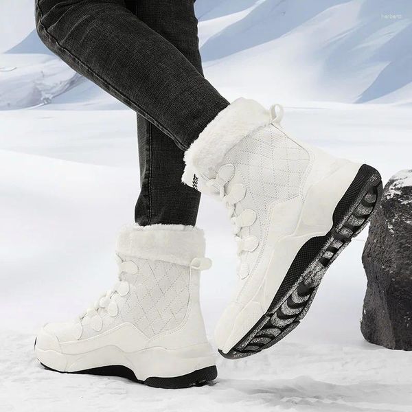 Stivali da neve da donna invernali con plateau scarpe da donna in cotone alte per esterni resistenti al freddo