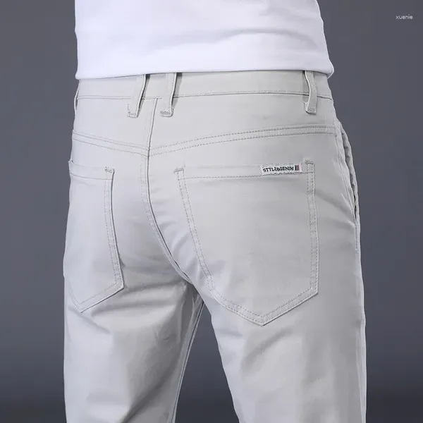 Herrenhosen Marke Hochwertige Herrenmode Stretch Slim Gerade Khaki Grau Baumwolle Klassische Freizeithose Große Größe 28-38