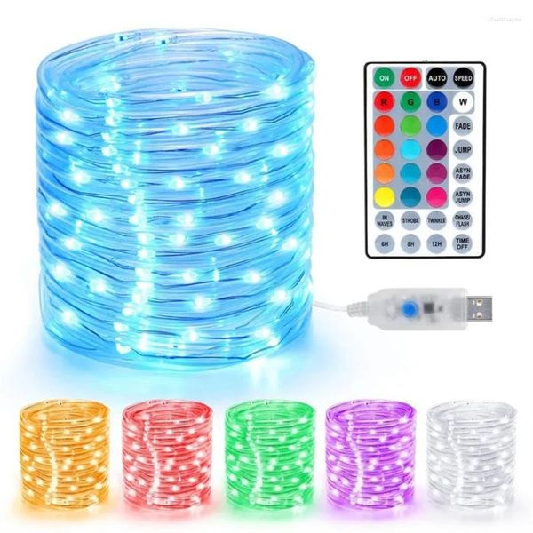 Cordas 16 cores RGB LED corda luz ao ar livre fada string tubo de natal guirlanda para festa de casamento decoração de jardim