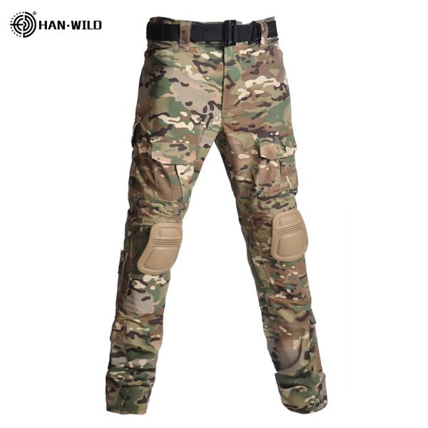 Herrenhosen HAN WILD Männer Airsoft Taktische Hose Kampfhose mit Pads Militär Camo Hosen Multicam Cargo Hosen Paintball Wanderkleidung 231027