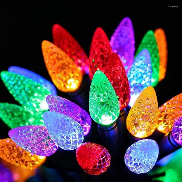 Stringhe C6 Ghirlanda di luci natalizie ghirlanda 10M 100 LED Fata fragola all'aperto per decorazioni per feste in giardino 220V 110V