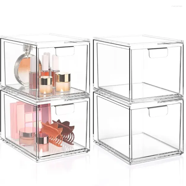 Aufbewahrungstaschen 2 Stcs Plastikschubladen Transparent Box Waschtisch Organizer Badezimmer Acrylorganisatoren kleine Koffer