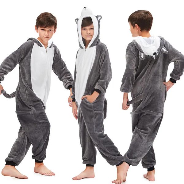 Pijamas grandes meninos meninas pijamas animais unicórnio pijamas kigurumi cartoon onesies crianças pijamas nightie lobo panda anime cobertor macacão 231027