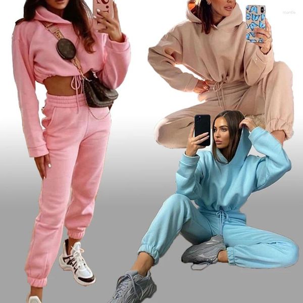 Kadın Hoodies 2023 Eşyalı Sweatshirt Sweatpants Pullover Sportswear Kadın Uzun Kollu Giyim Modeli Jogging Pants Seti