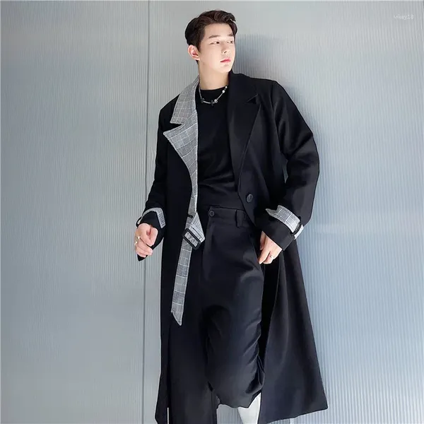 Trench da uomo Cappotto stile britannico Autunno Casual monopetto Cappotto da gioventù Giacca di lana slim a maniche lunghe di media lunghezza A71