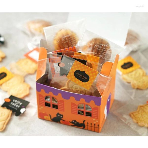 Envoltório de presente 10pcs Halloween House Candy Box Embalagem Festa de Páscoa para biscoito portátil convidado