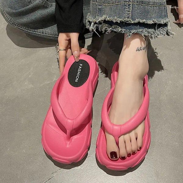 Hausschuhe Damen und Damen Sandalen Schuhe mit Absatz Sommer 2023 Dicke Flip Flops Slides Plattform am Strand Stil 39 Großhandel