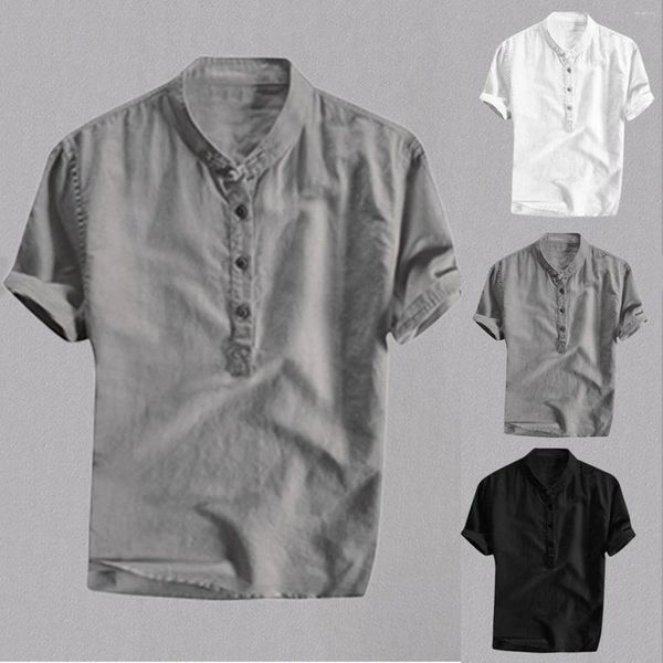 Camisas casuais masculinas camisa listrada pendurado fino verão tingido colarinho algodão gradiente respirável e vestido com abotoaduras