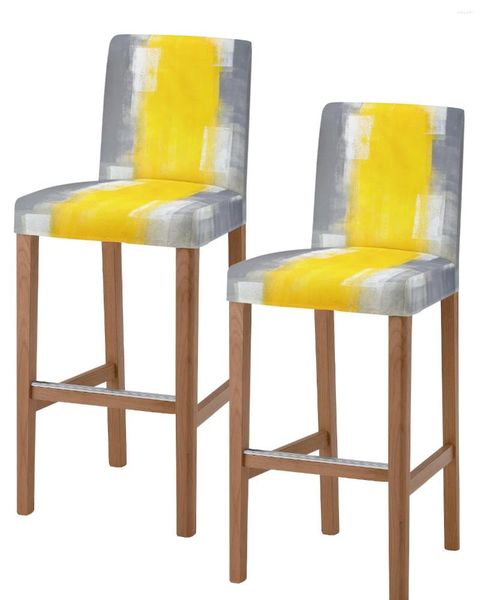 Cadeira cobre amarelo cinza arte abstrata 2 pcs bar el banquete jantar tamanho pequeno caso protetor assento para casa