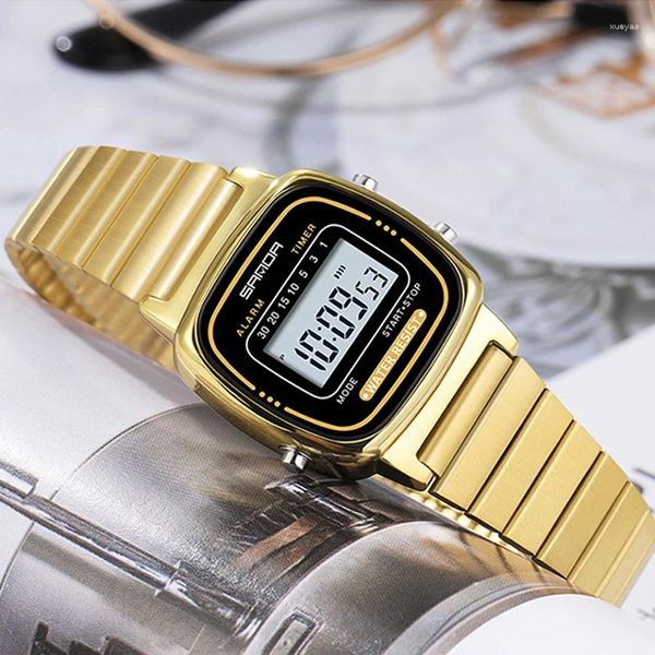 Orologi da polso SANDA Orologio digitale da donna di lusso superiore Orologio sportivo Cronometro in oro 30M impermeabile da donna Relogio Masculino