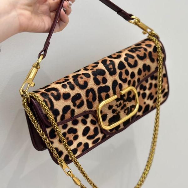 новая осенне-зимняя кожаная сумка из конского волоса с леопардовым принтом Valen Loco, дизайнерская сумка на цепочке, роскошные сумки на ремне, женская сумка через плечо, холщовая сумка с блестящим ремешком, сумка-кошелек