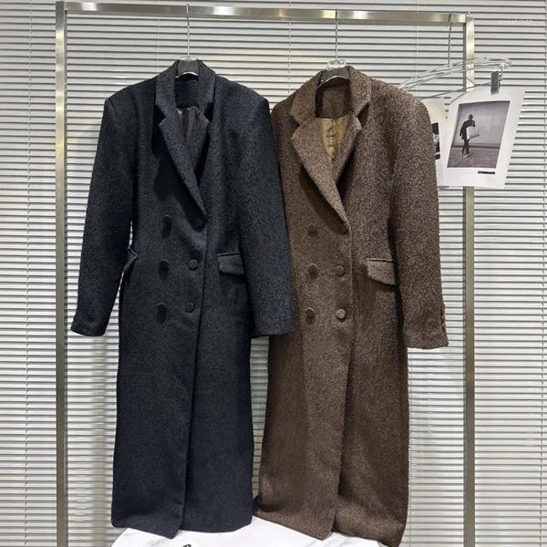 Женские тренчи PREPOMP 2023, зимняя коллекция, двубортное шерстяное длинное пальто на пуговицах, женская куртка GM121