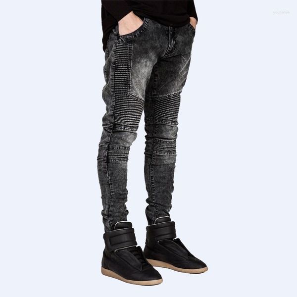 Herrenjeans Herren 2023 Herren Skinny Design Mode Biker Strech für Schneewäsche E5017