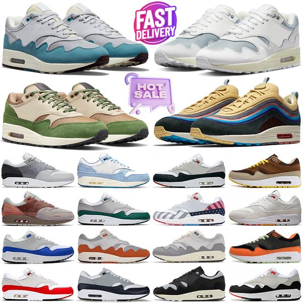 2024 Max 1 87 Running Shoes Homens Mulheres Maxs 1S 87S Designer Sneakers Sean Wotherspoon Patta Branco Preto Ruído Aqua Treeline Parra Mens Womens 1