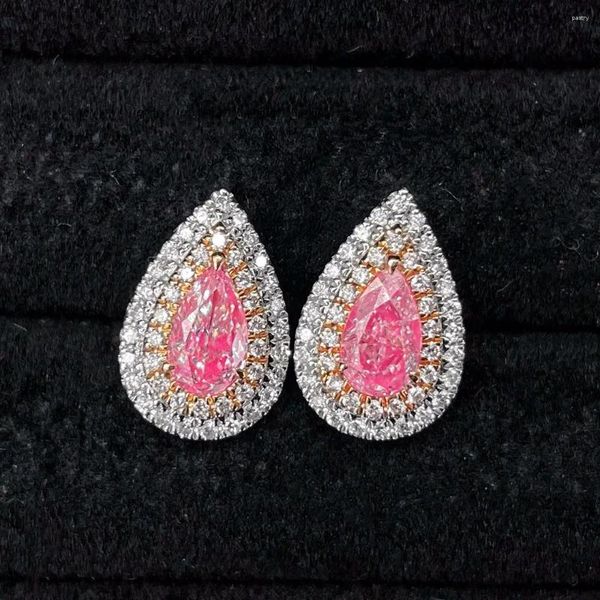 Orecchini a bottone CNZX2023 Diamanti rosa da 0,81 ct in oro bianco 18 carati con borchie femminili naturali per donne belle