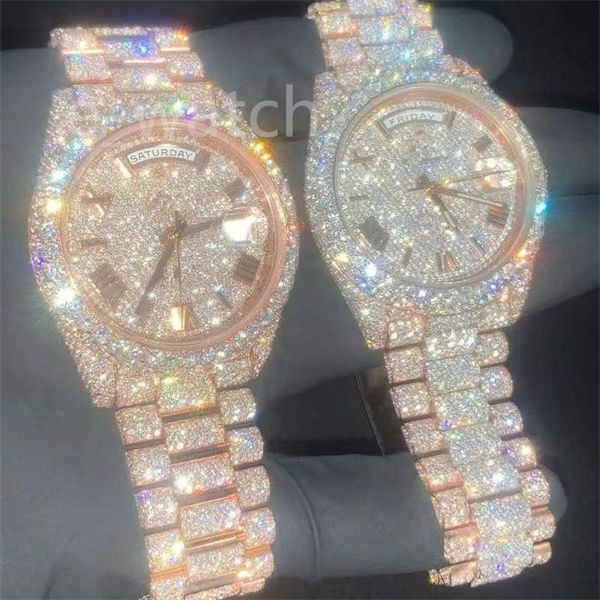 Moissanite Diamond Iced Out Designer Mens Watch для мужчин Высококачественные Montre Automatic Movemation Watches OROLOGIO.Montre de Luxe L4 Es