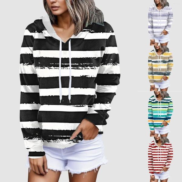 Kadın Hoodies Sweatshirt Stripe Baskı Hoodie Kadın Moda Uzun Kollu Gömlek Krover Sonbahar ASAP Kazak