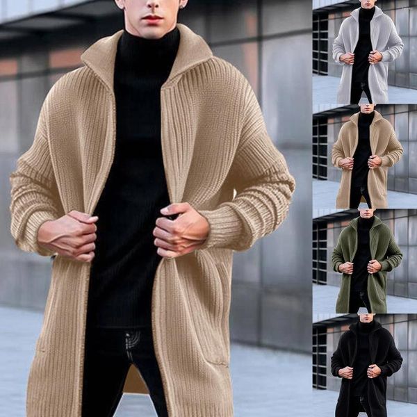 Maglioni da uomo Top lavorato a maglia Slim collo alto maglione a maniche lunghe cardigan cappotto caldo cappotti eleganti per uomo trench invernale marrone chiaro