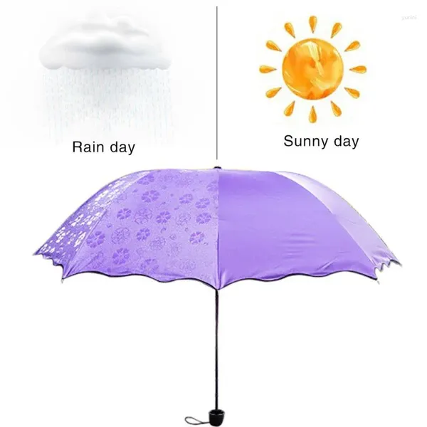 Regenschirme Reise Dame Wasser Regenschirm Sonne Feste Blühende Farbe Schutz Sonnig Tragbare Winddicht Begegnung Mini UV