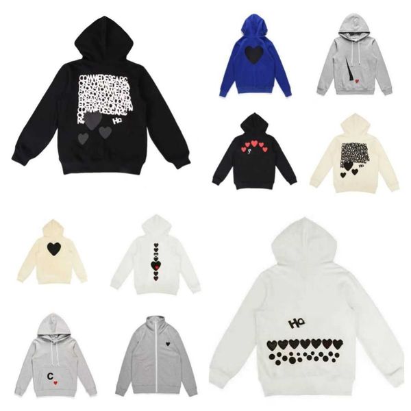 Moletons Cdg Des Hoodies Com Designer Masculino Garcons Mockneck Jogar Big Heart Hoodie Full Zip Up Bege Marca Tamanho S-XL Fz