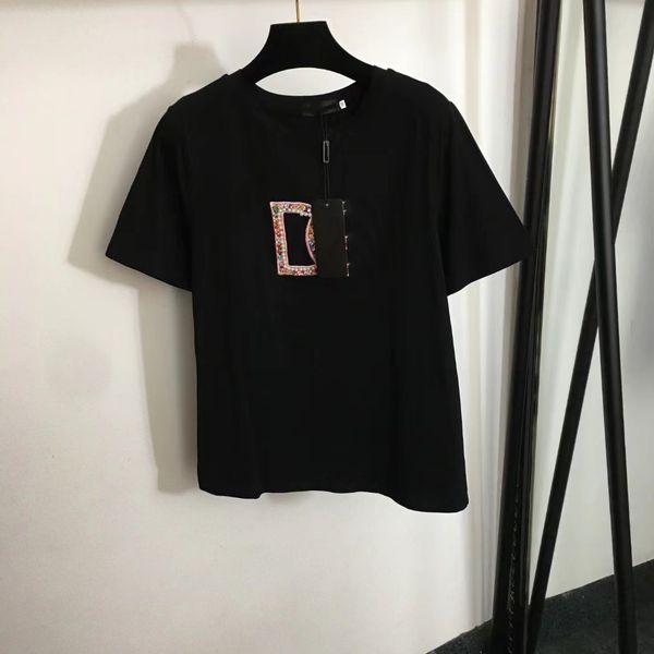 Camiseta feminina Marca de alta qualidade algodão gola redonda camiseta feminina europeia e americana moda carta impressão mulheres verão mangas curtas