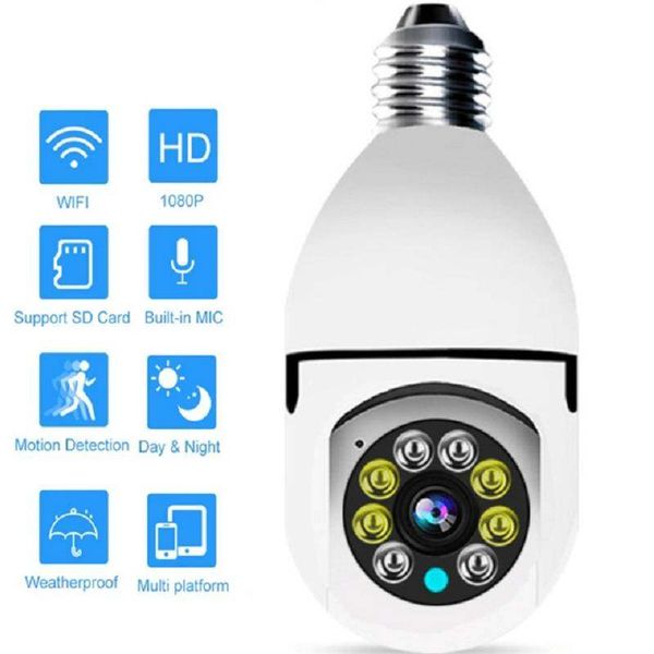 5G E27 Светодиодная лампа Full HD 1080P Беспроводная домашняя безопасность Wi-Fi CCTV IP-камера Двухстороннее аудио Панорамное ночное видение