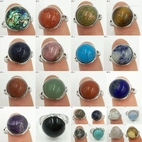 Küme halkaları kristal lapis lazuli kaplan göz aventurine howlite sodalit goldstone opal jaspe mavi kum boncuk yüzüğü 6.5-12 