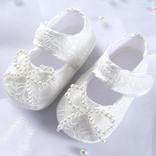 Primi camminatori nati neonati neonate scarpe da bambino suola morbida bambino rosa perla carino principessa floreale battesimo