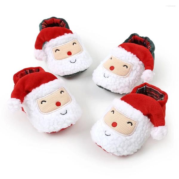 Рождественская детская обувь в стиле First Walkers, мягкая подошва, теплая, с милым мультяшным снеговиком, осенне-зимняя детская обувь, аксессуары