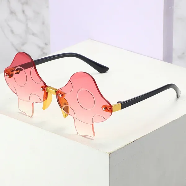 Chapéus óculos de sol das crianças anti-uv cogumelo sem moldura bonito bebê óculos de sol kawaii forma rua tiro eyewear