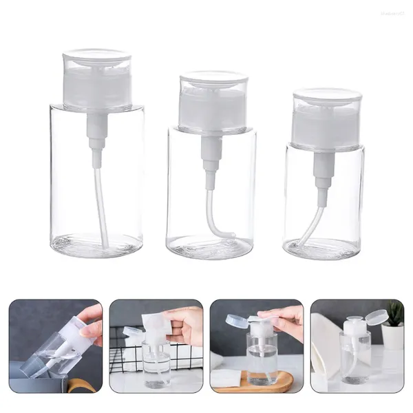 Tırnak jel 3 PCS Şişelenmiş Push Dispenser Seyahat Alt Boş Cilt Bakımı Kapları Sıvı Çıkma Pompa Plastik Kozmetikler