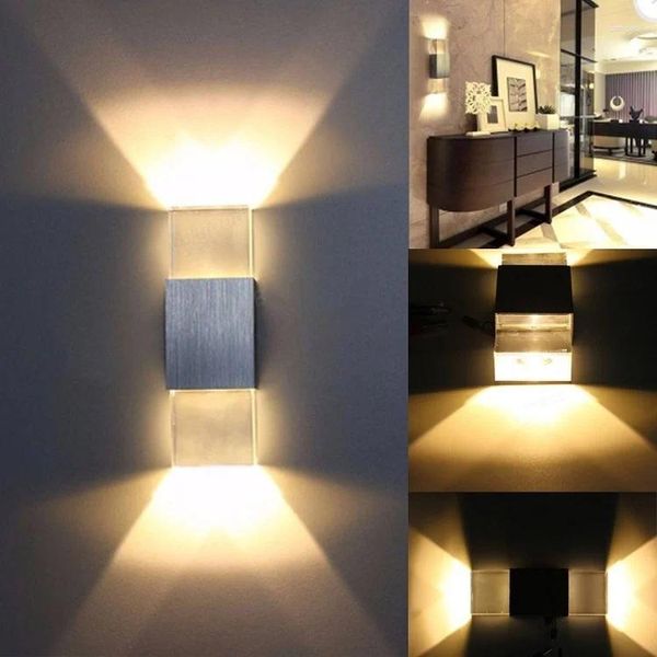 Lâmpada de parede LED Quarto Quadrado El Cabeceira Alumínio Cristal Fio Desenho Segundo Gram Force Brick